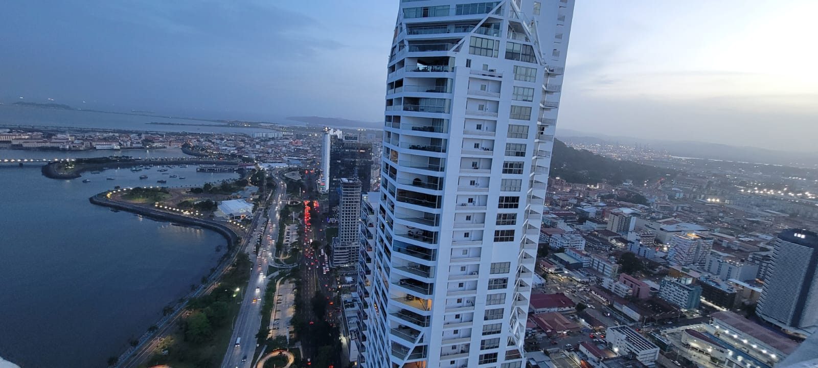Aerial view of Panama City towers and coastline — real estate investment