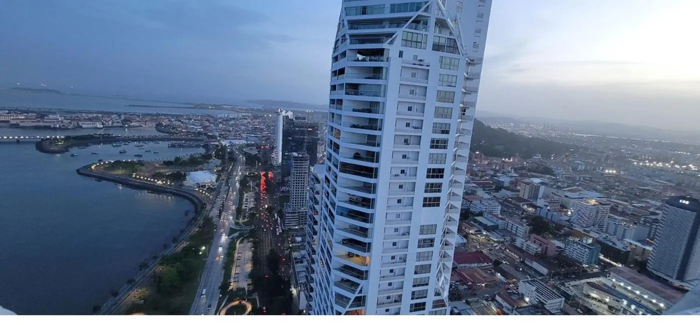 Panama City waterfront at sunset
